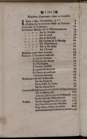 Matieres Contenues dans ce recucil.