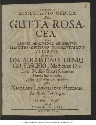 Dissertatio Medica De Gutta Rosacea