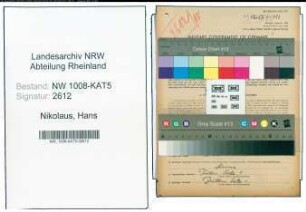 Entnazifizierung Hans Nikolaus , geb. 28.01.1909 (Arbeiter)