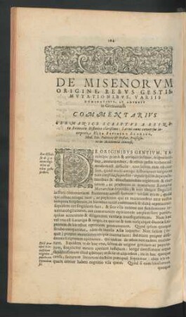 De Misenorum Origine, Rebus Gestis, Mutationibus, Variis Dominatibus, Et Adventu in Germaniam.