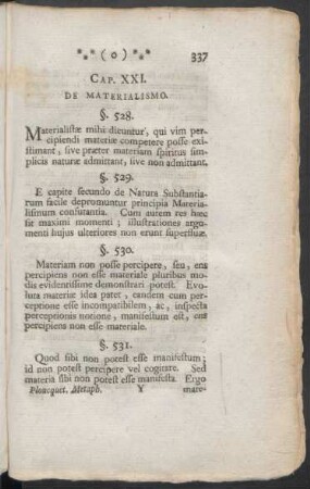 Cap. XXI. De Materialismo