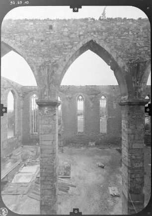 Magdeburg-Altstadt, Johannisbergstraße. Ruine der Kirche St. Johannis. Teilansicht