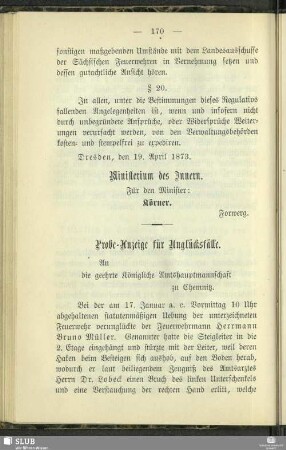 Probe-Anzeige für Unglücksfälle