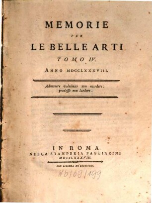 Memorie per le belle arti. 4. 1788