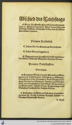Prelaten Bottschafften.