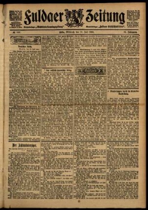 Erste Ausgabe vom Mittwoch, den 13. Juli 1904.