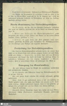 Vertheilung des Niederschlagswassers