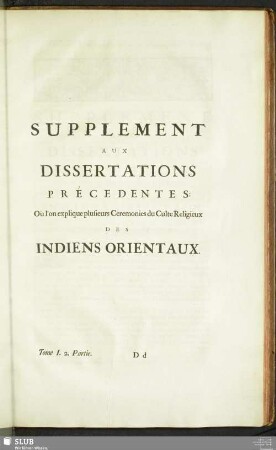 Supplement Aux Dissertations Précedentes
