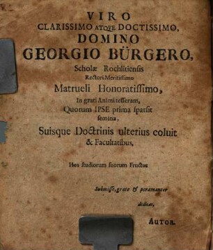 Disputatio Inauguralis Medica De Regressu Sangvinis Per Venas Mechanico