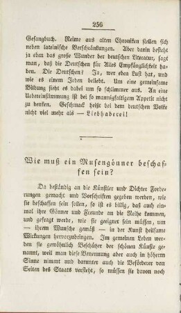 Wie muß ein Musengönner beschaffen sein?