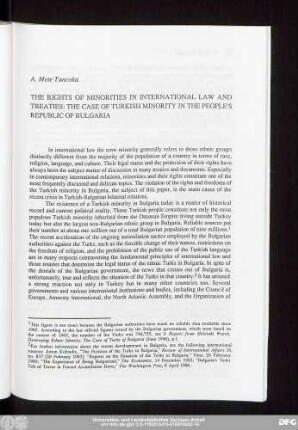 A. Mete Tuncoku The Rights Of Minorities In International Law And Treaties: The Case Of Turkish Minority In The People's Republic Of Bulgaria