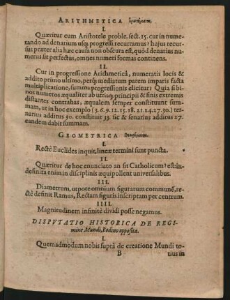 Disputatio Historica De Regimine Mundi, Bodino opposita.