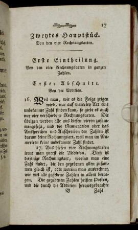 Zweytes Hauptstück. Von den vier Rechnungsarten.