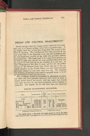 Indian and Colonial Investments.