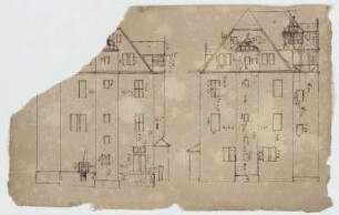 Melsungen, Landgrafenschloss, Aufrisse der Stirnseiten