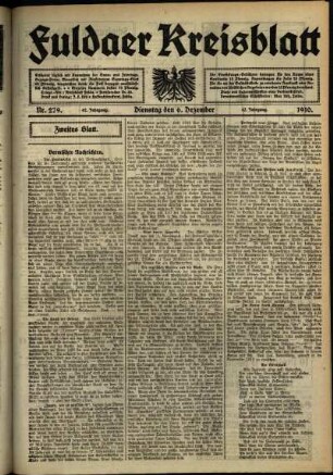 Zweite Ausgabe vom Dienstag, den 06. Dezember 1910.