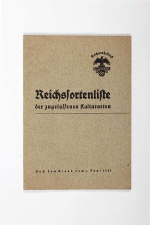 Reichssortenliste der zugelassenen Kulturarten