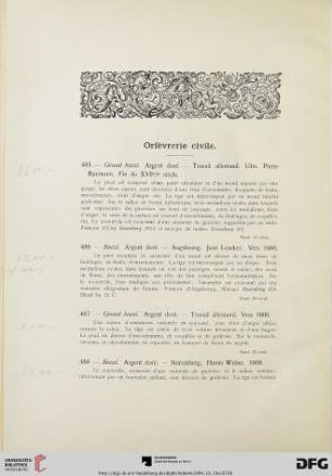 Orfèvrerie civile (No. 485-560)