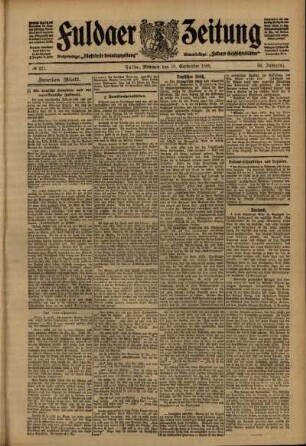 Zweite Ausgabe vom Mittwoch, den 15. September 1909.