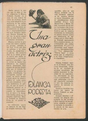Una gran actriz: Blanca Podestá