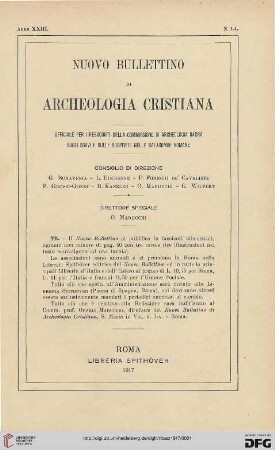 23: Nuovo bullettino di archeologia cristiana: ufficiale per i resoconti della Commissione di Archeologia Sacra sugli Scavi e su le Scoperte nelle Catacombe Romane
