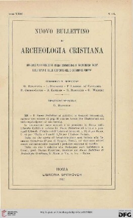 23: Nuovo bullettino di archeologia cristiana: ufficiale per i resoconti della Commissione di Archeologia Sacra sugli Scavi e su le Scoperte nelle Catacombe Romane