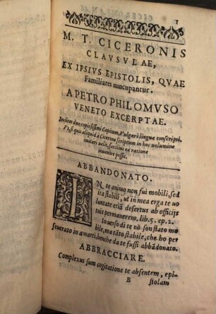 M. T. Ciceronis Clausulae, Locutiones ex Epistol. familiar. excerpta
