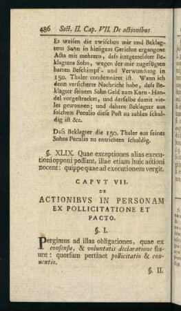 486-516, Caput VII. De actionibus in personam ex pollicitatione et pacto