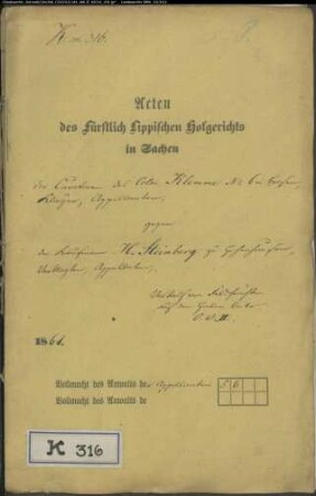 Klemme Nr. 6 zu Brosen gegen Hermann Steinberg in Hohenhausen