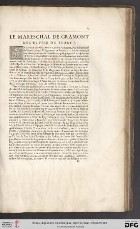 Le Mareschal de Gramont,. duc et pair de France
