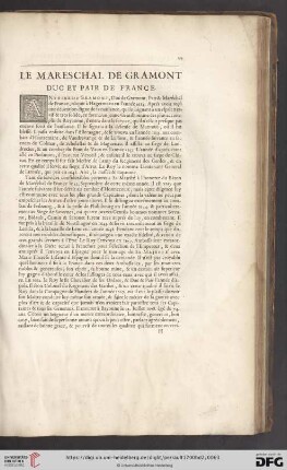 Le Mareschal de Gramont,. duc et pair de France