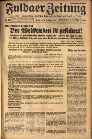 Ausgabe vom Freitag, den 30. September 1938.