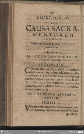 Disputatio IV. De Causa Sacramentorum Formali