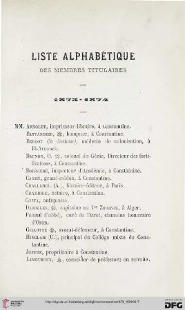 Liste alphabétique des membres titulaires