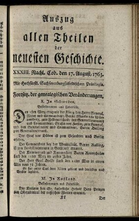 XXXIII. Nachl. Cob. den 17. August, 1763.
