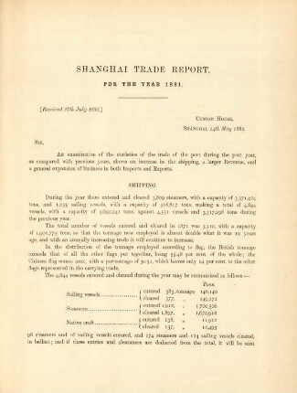 Shanghai trade report