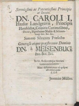 Serenissimi ac Potentissimi Principis ac Domini.