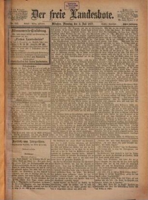 Der freie Landesbote : unabhängiges Organ für die Vertretung freiheitlicher Bestrebungen. 1877,7/9 = Jg. 8