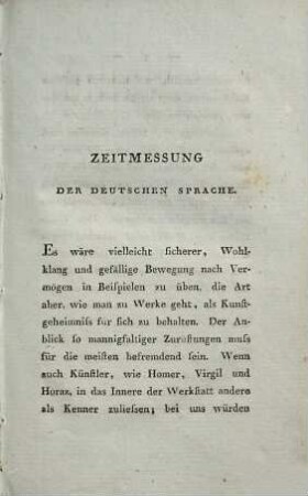 Zeitmessung der deutschen Sprache : Beilage zu den Oden und Elegieen