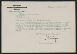 Naegeli an Verwaltungsdirektor. 27.11.1952
