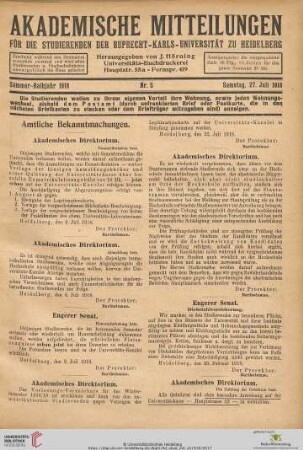 Nr. 5 (27. Juli 1918)