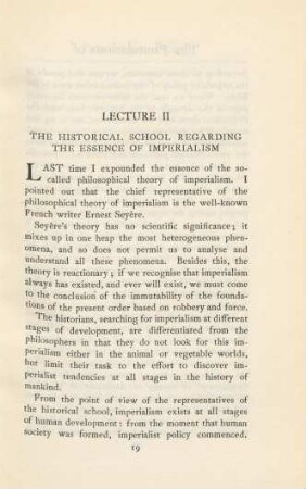 Lecture II The Historical School Regarding The Essence Of Imperialism