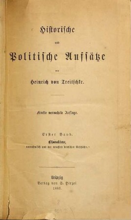 Historische und politische Aufsätze, 1. Charaktere, vornehmlich aus der neuesten deutschen Geschichte