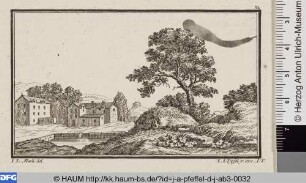 Landschaft mit Wasserbassin