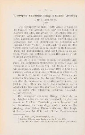 B. Standpunkt des geltenden Rechtes in kritischer Beleuchtung