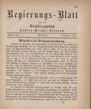 Nr. 27 : 7. Dezember 1865