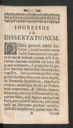 Ingressus Ad Dissertationem.