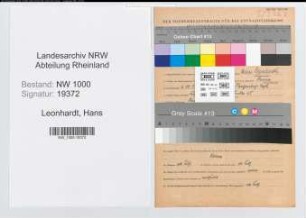 Entnazifizierung Hans Leonhardt, geb. 04.10.1895 (Vertreter)