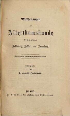 Bericht der Vormaligen Schleswig-Holstein-Lauenburgischen Gesellschaft für die Sammlung und Erhaltung Vaterländischer Alterthümer. 23. 1863