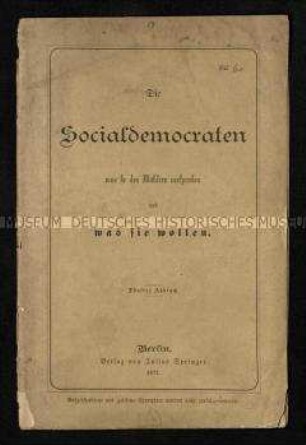 Antisozialdemokratische Broschüre zur sogenannten Attentatswahl 1878
